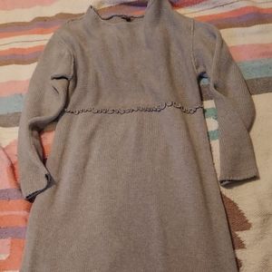 J. Jill Long Sleeve Knit 100% Cotton Dress in Light Gray